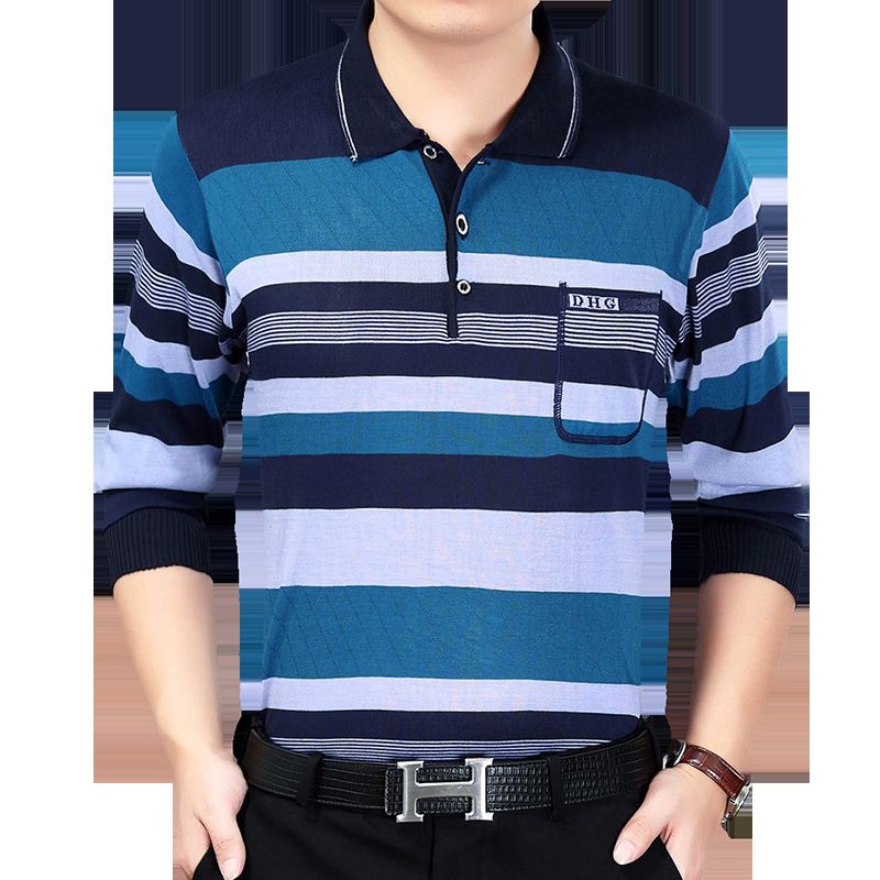 Men Pullover Collar Striped Knitwear Breathable... Red XXL