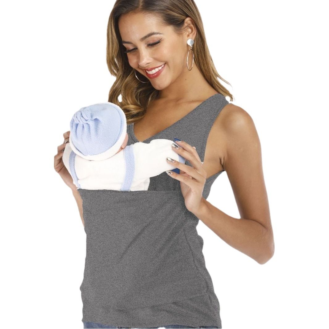 Yili Women Vest Tshirt Polyester Casual Gray (men's short sleeve) 4XL