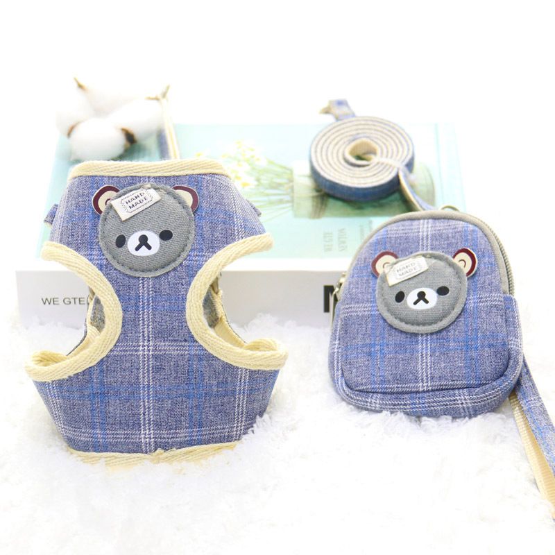 Zichen Dog Leash Chest Strap with Snack Bag Dark Blue (Snack Bag) 3 Piece Set 1.0（S）