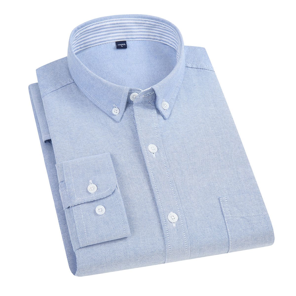 East Rain Men Cotton Long Sleeve Shirt Light blue 39/M