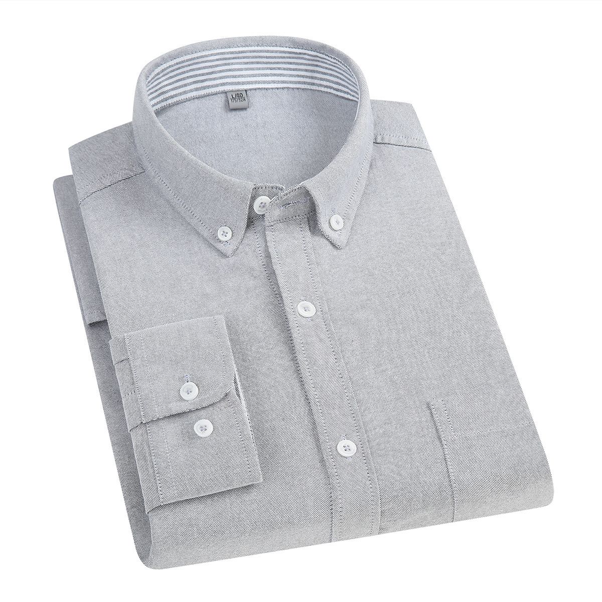 East Rain Men Cotton Long Sleeve Shirt Grey 43/3XL