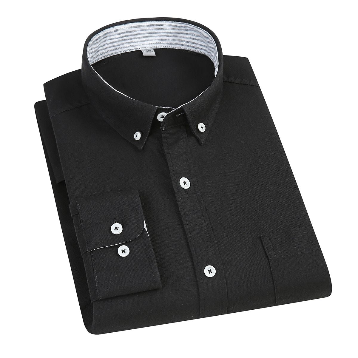 East Rain Men Cotton Long Sleeve Shirt Black 40/L