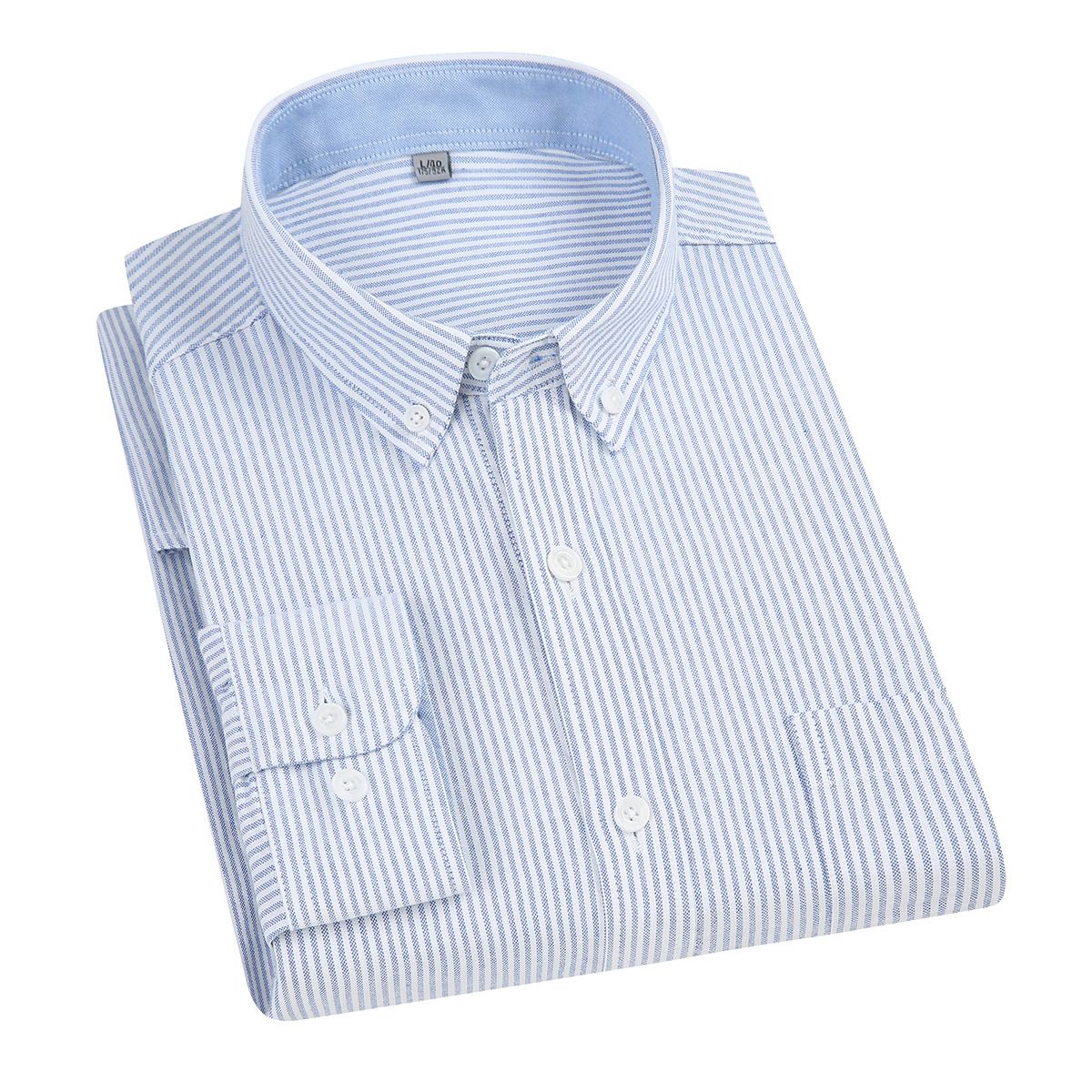 East Rain Men Cotton Long Sleeve Shirt blue bar 41/XL