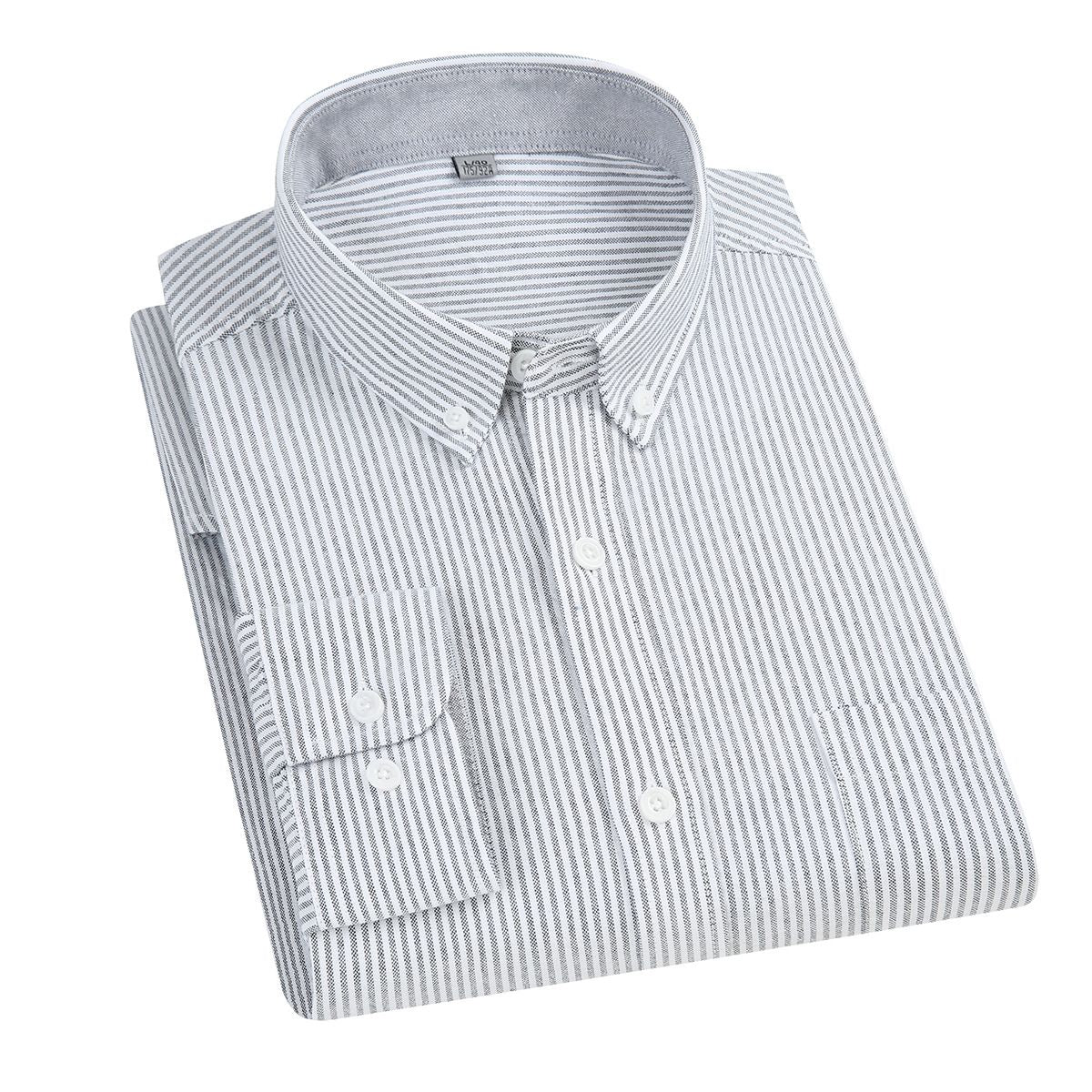 East Rain Men Cotton Long Sleeve Shirt gray bar 43/3XL