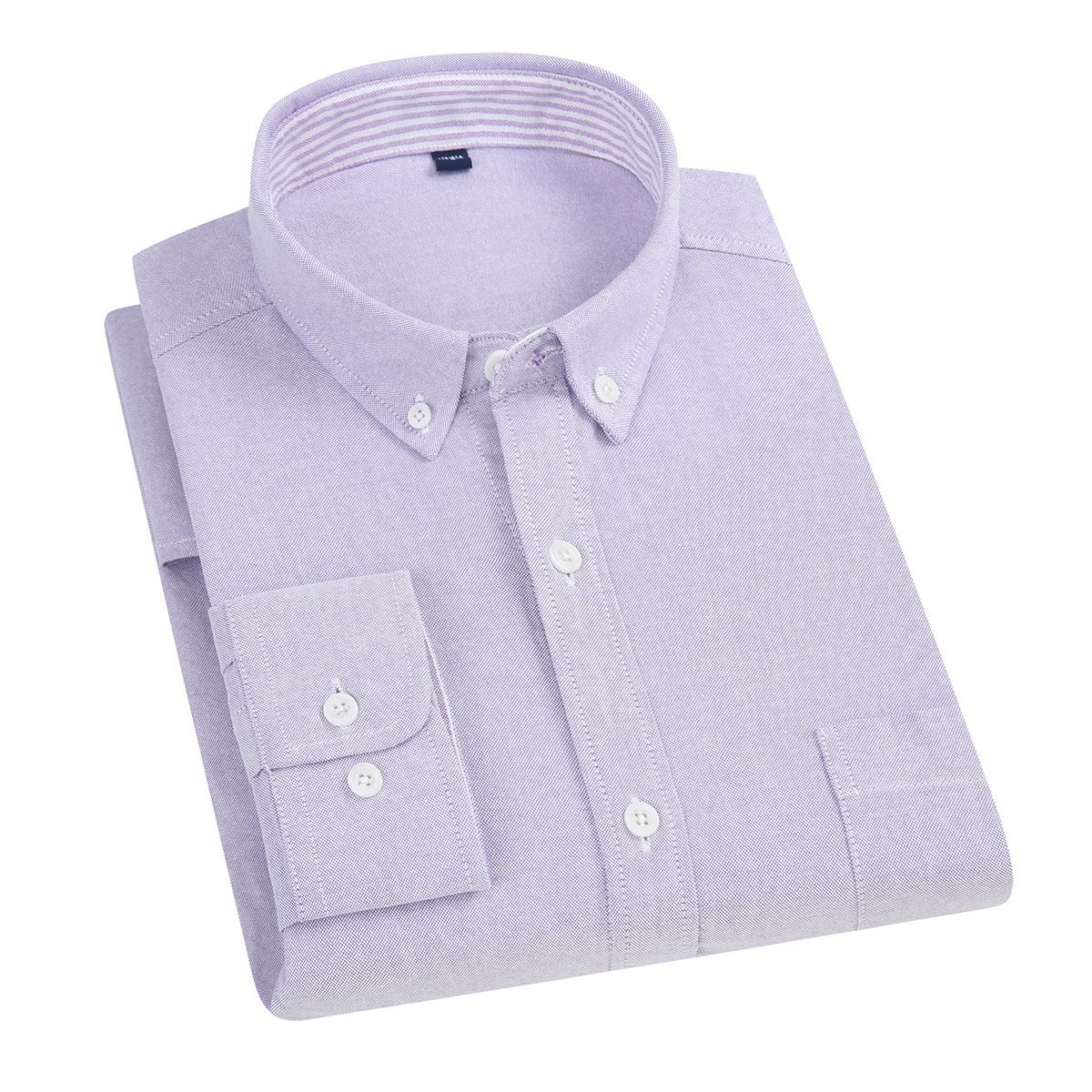 East Rain Men Cotton Long Sleeve Shirt Purple 43/3XL