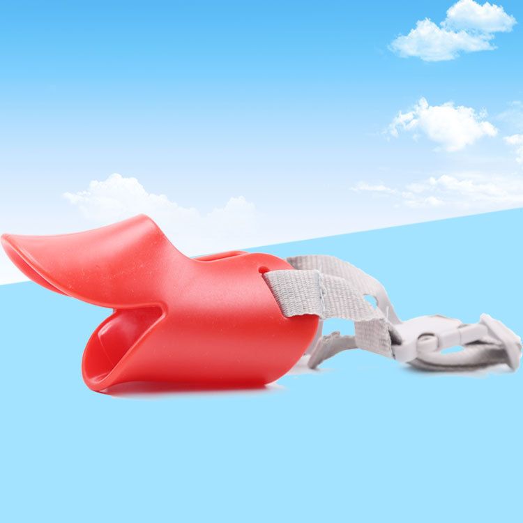 Plastic Dog Anti Bite Duck Mask Cardboard packaging-anti-dog bite cover red L