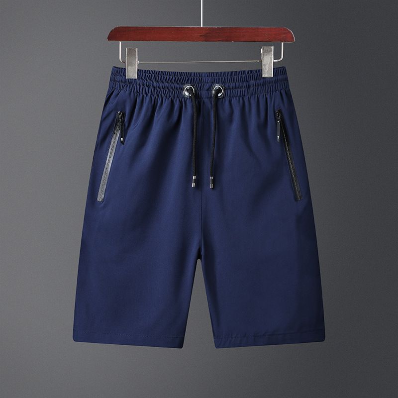 Men Summer Casual Shorts Straight Polyester Blue XL