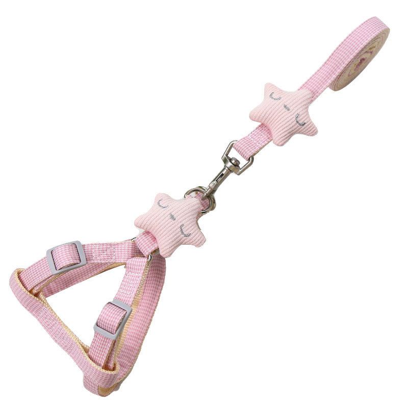 Weiwang Dog Harness Nylon Starfish S Starfish Chest Strap Traction Pink S (applicable to pets within 8kg)
