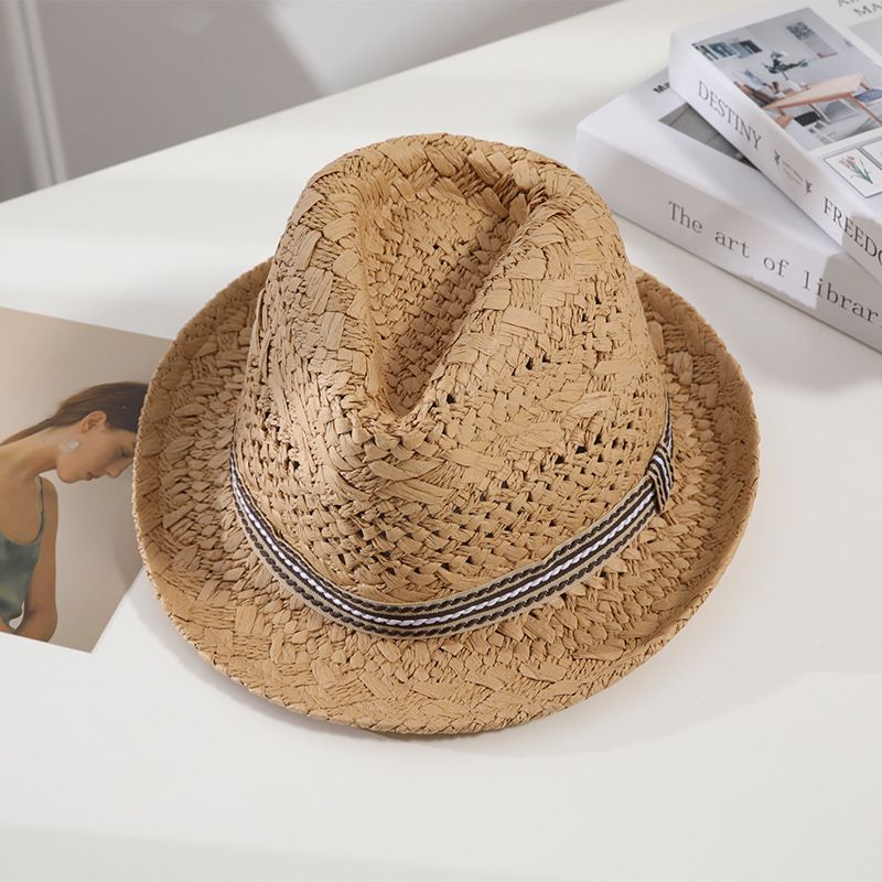 Straw Hat Summer Sun Protection Khaki Adult 56-58cm