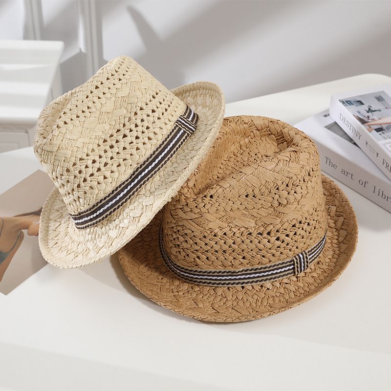 Straw Hat Summer Sun Protection Khaki Children 52-54cm