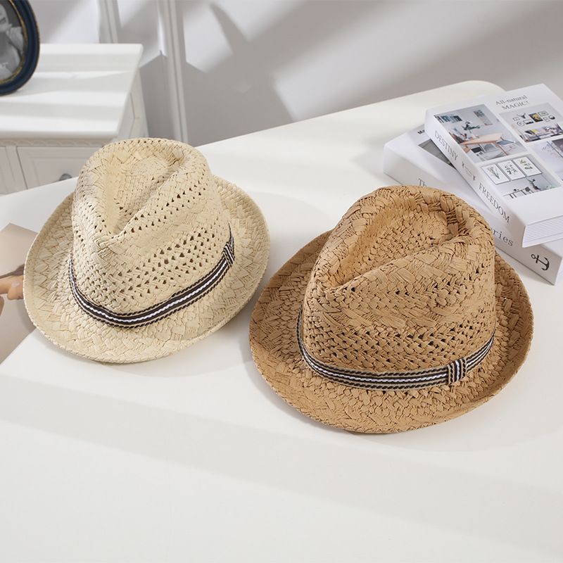 Straw Hat Summer Sun Protection Khaki Children 52-54cm