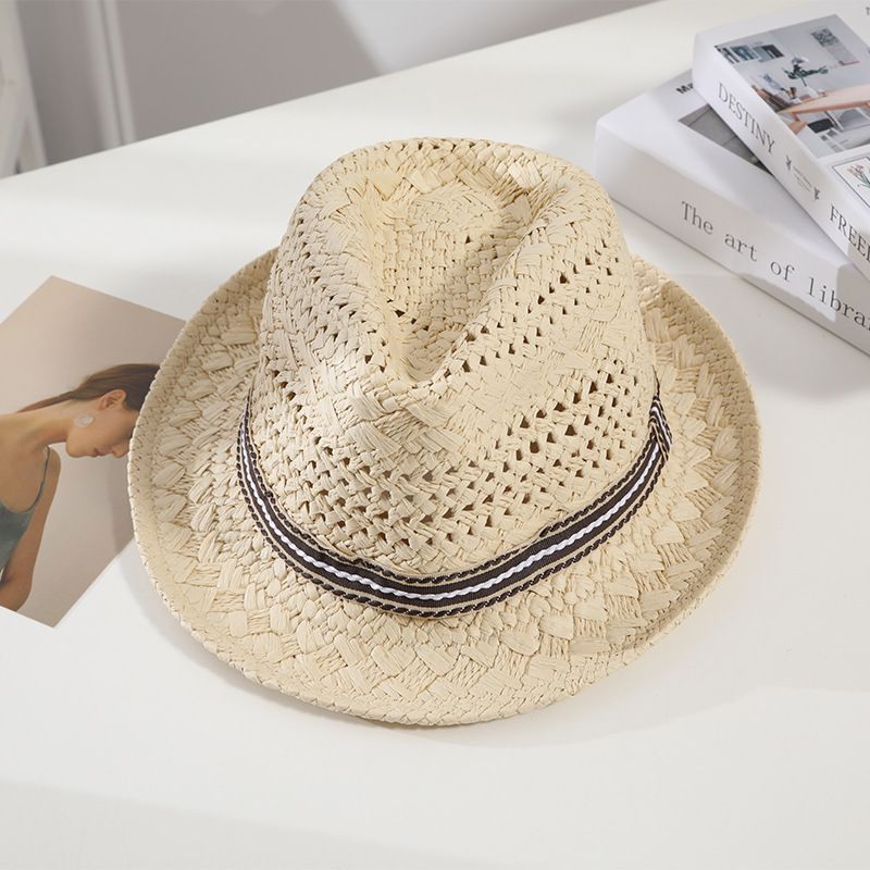 Straw Hat Summer Sun Protection Khaki Beige Children 52-54cm