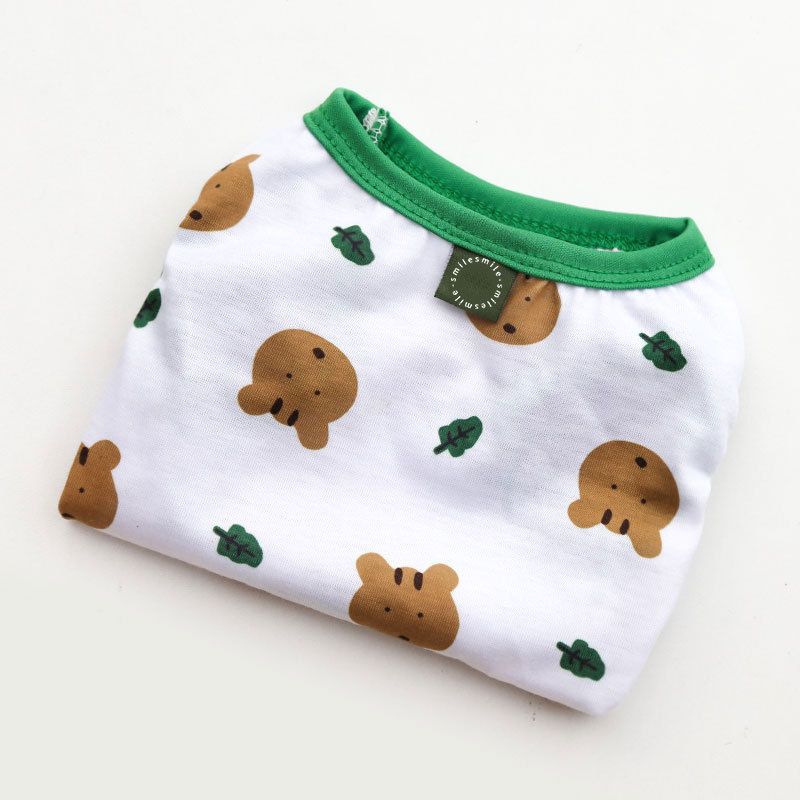 Shine Pet Vest Polyester Cartoon Dog Cat Clothing Vest stamp smile bear head L (bust 45 back length 35cm)