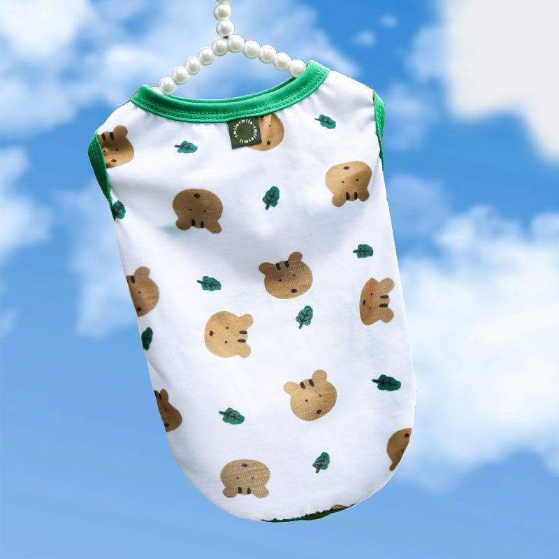 Shine Pet Vest Polyester Cartoon Dog Cat Clothing Vest stamp smile bear head L (bust 45 back length 35cm)