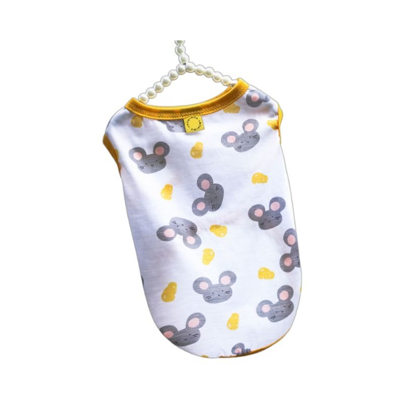 Shine Pet Vest Polyester Cartoon Dog Cat Clothing Vest stamp smile bear head L (bust 45 back length 35cm)