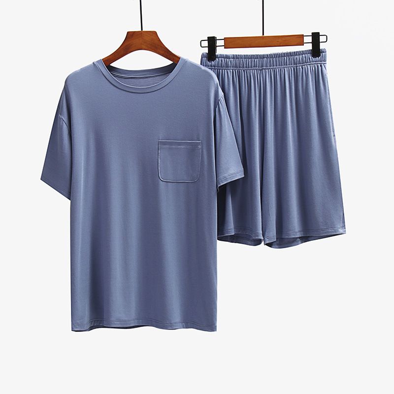 Men Undisciplined Summer Home Wear Short Sleeve... Grass green short sleeve + grass green shorts XXXL