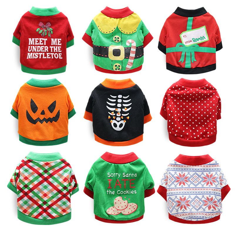 DROOLING DOG Pet Dog Cat Clothes Cotton T Shirt Green background with red edge (biscuit) XL Size: XL; Neck (cm): 38-44; Bust (cm): 50-58; Back length (cm): 36-40; Recommended pet weight (kg): 10.0 - 15.0