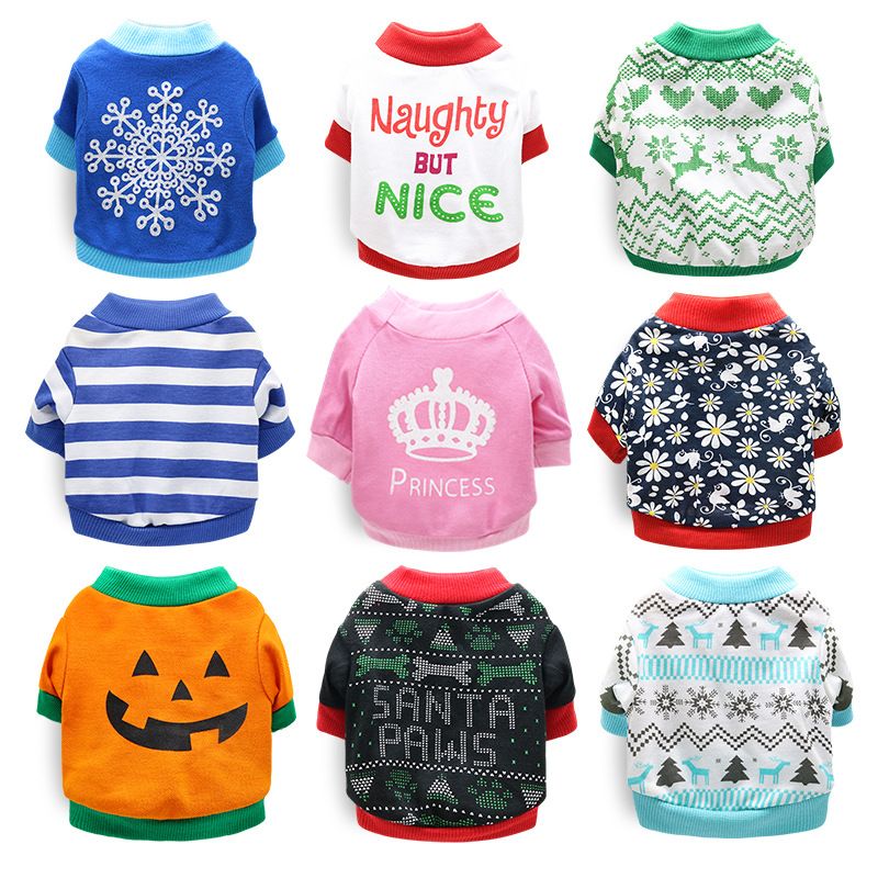 DROOLING DOG Pet Dog Cat Clothes Cotton T Shirt Green background with red edge (biscuit) XL Size: XL; Neck (cm): 38-44; Bust (cm): 50-58; Back length (cm): 36-40; Recommended pet weight (kg): 10.0 - 15.0