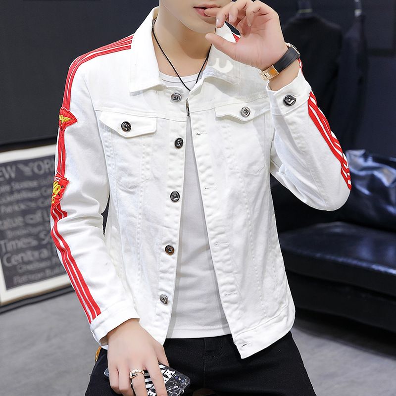 Tiwang Men Slim Korean Denim Jacket Long Sleeve Tide Brand House 181 Grey XL Size: XL; Height (cm): 175-180; Weight (kg): 75-85; Bust (cm): 108; Shoulder width (cm): 46; Length (cm): 70; Sleeve length (cm): 64