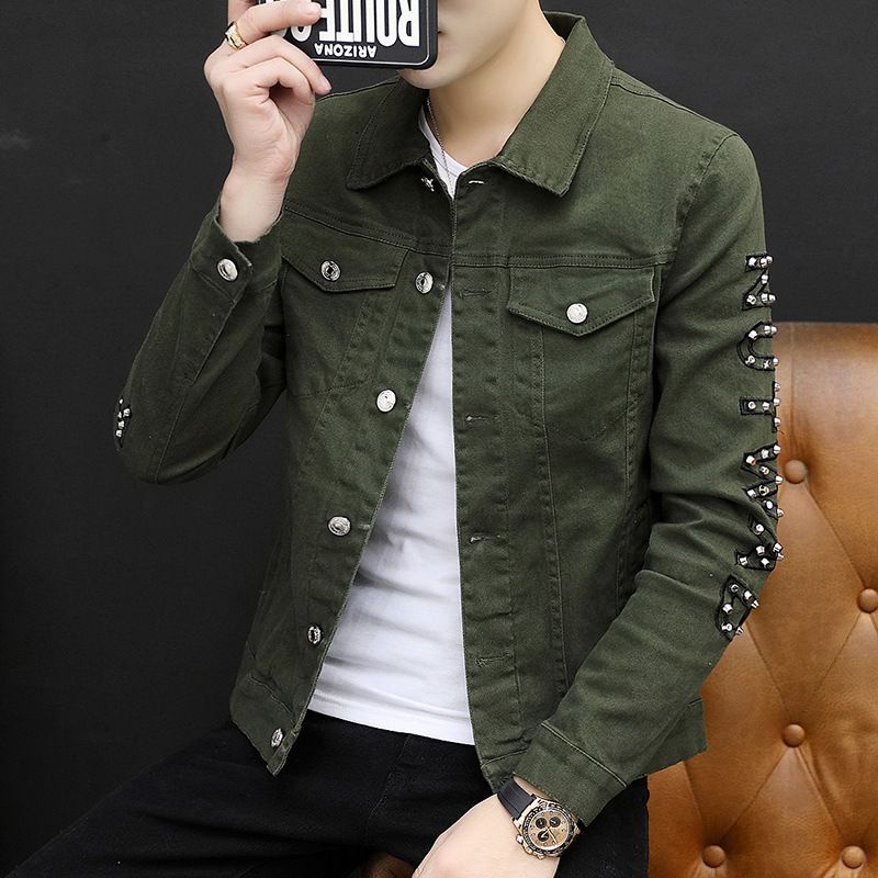 Tiwang Men Slim Korean Denim Jacket Long Sleeve Chao Brand House 186 White XL Size: XL; Height (cm): 175-180; Weight (kg): 75-85; Bust (cm): 108; Shoulder width (cm): 46; Length (cm): 70; Sleeve length (cm): 64