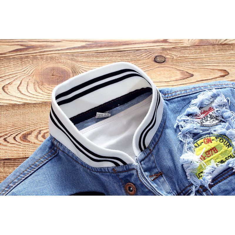 Aishini Men Jacket Spring Autumn Slim Fit Cotton Blue
