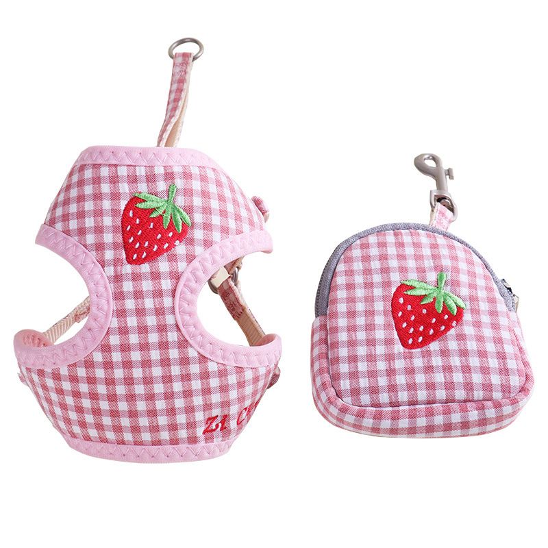 Zichen Dog Leash Chest Strap with Snack Bag Pink fruit (snack bag) 1.5（M）