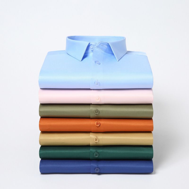 QIDEN Men's Short Sleeve Slim Fit No Iron Polyester... D2128-9 46