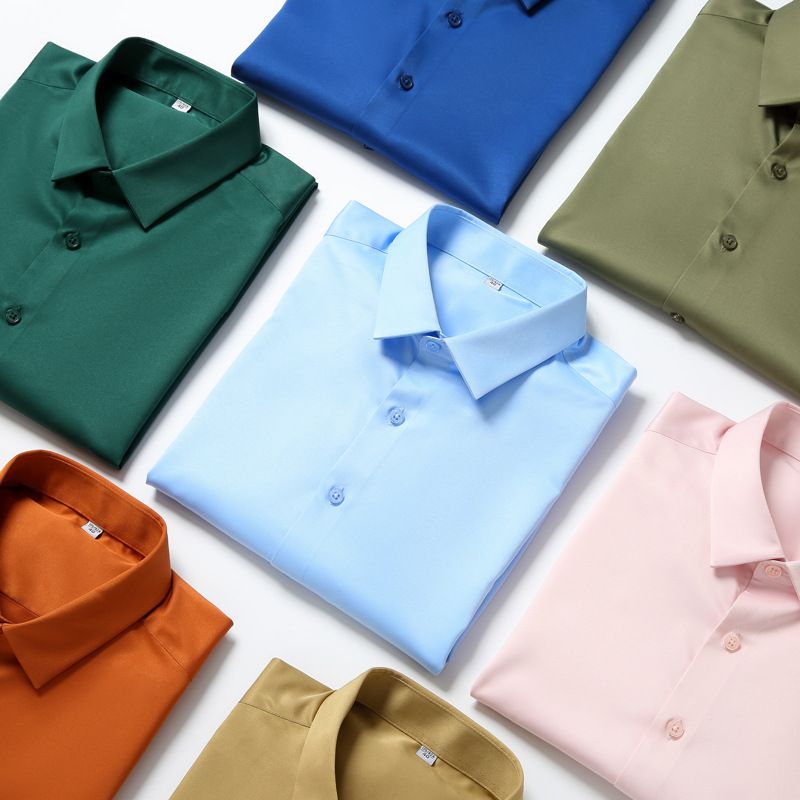 QIDEN Men's Short Sleeve Slim Fit No Iron Polyester... D2128-12 45