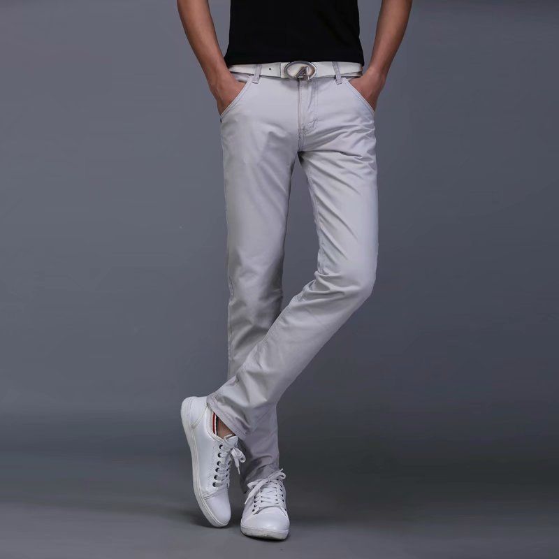 Men's Cotton Chinos Large Size Straight Casual Pants khaki khaki 30