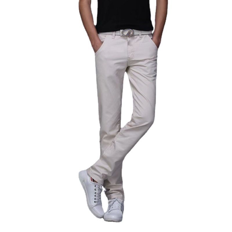 Men's Cotton Chinos Large Size Straight Casual Pants Black black 34