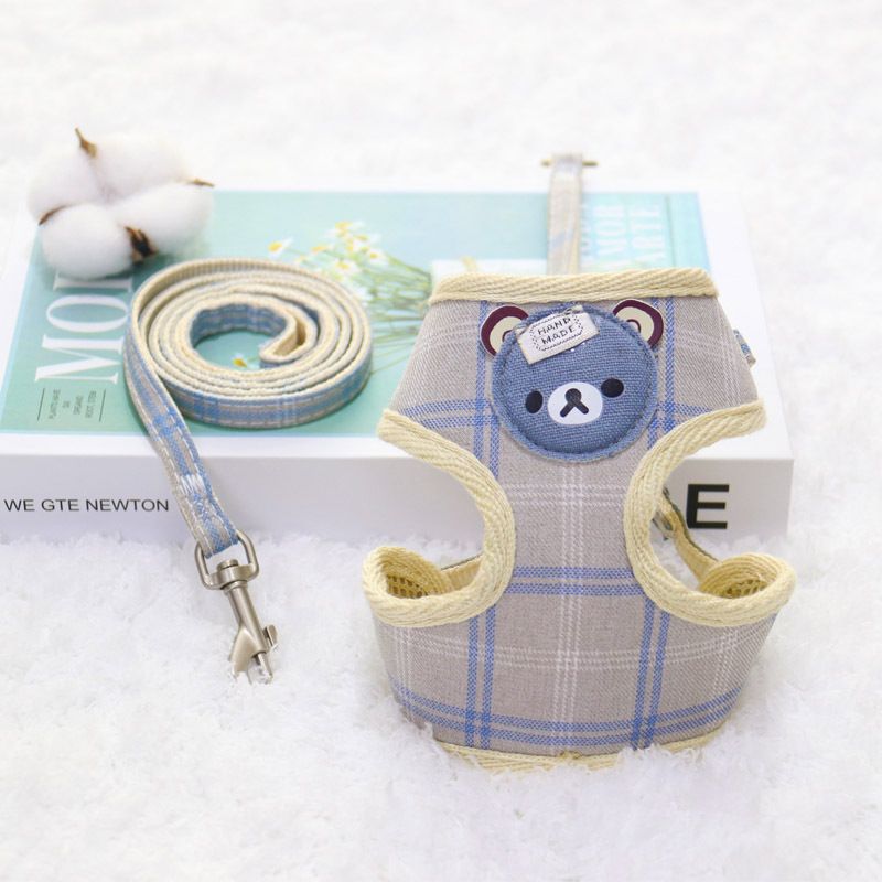 Zichen Dog Leash Chest Strap with Snack Bag Rice Gray 2-piece set 1.5（M）
