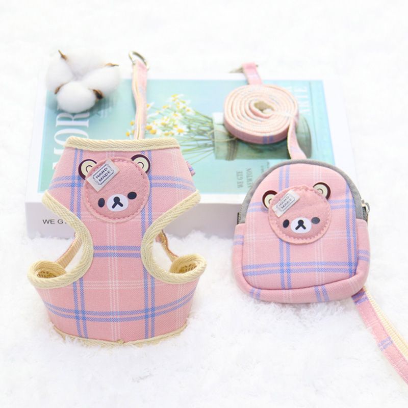 Zichen Dog Leash Chest Strap with Snack Bag Rice Gray 2-piece set 1.5（M）