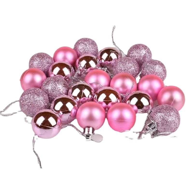 Plastic Christmas Decoration Balls 3cm 24 Pack Degree 3cm Rose Red 24 Pack