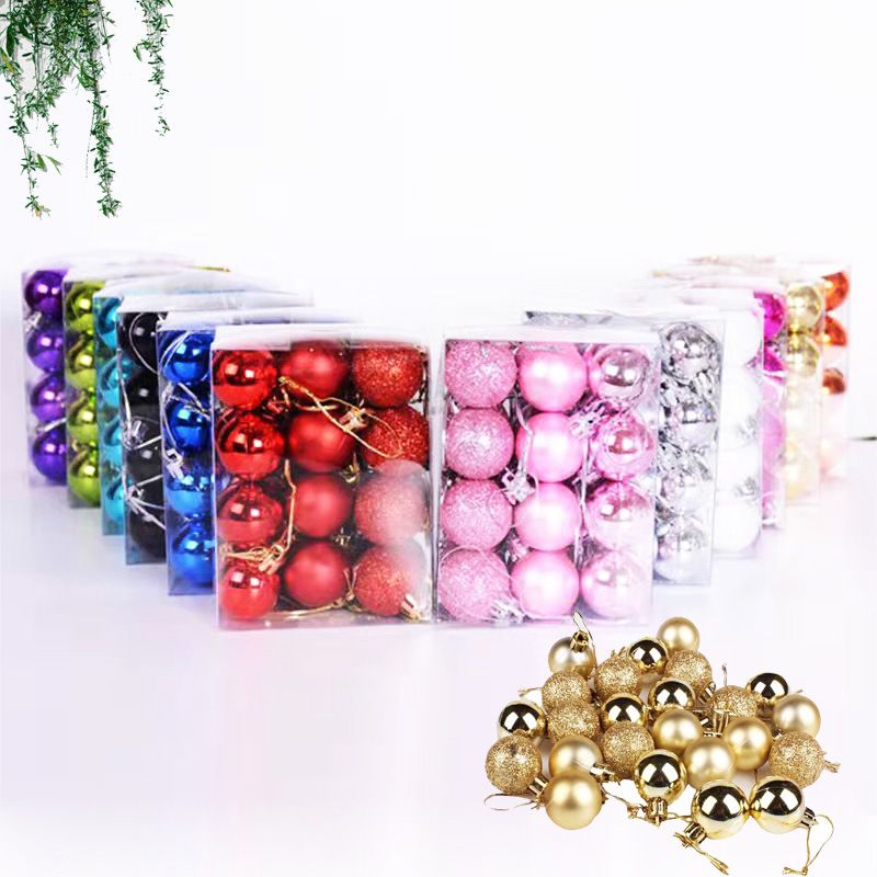 Plastic Christmas Decoration Balls 3cm 24 Pack Degree 3cm black 24 Pack