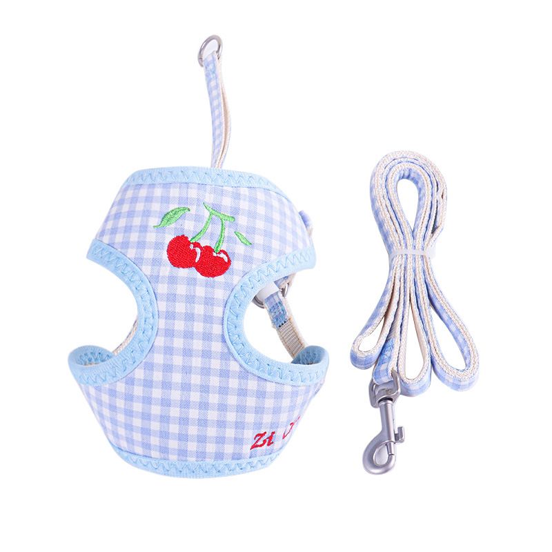 Zichen Cat Harness Cotton Vest Summer Blue (without bag) M(1.5 suitable for 3.50 kg-7.50 kg