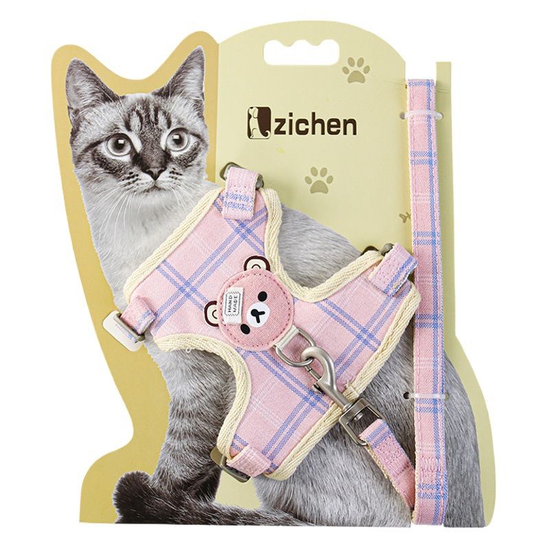 Zichen Vest Cat Leash Polyester Traction Strap Grey S(1.0 fit 1.50 kg-3.50 kg