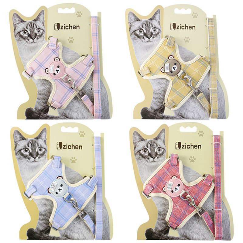 Zichen Vest Cat Leash Polyester Traction Strap Grey S(1.0 fit 1.50 kg-3.50 kg