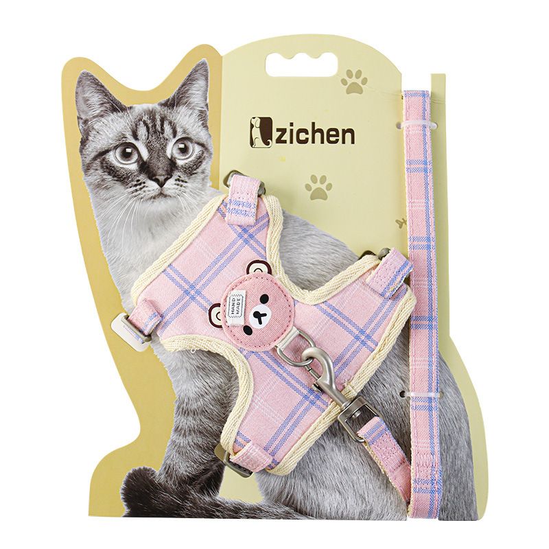 Zichen Vest Cat Leash Polyester Traction Strap Grey S(1.0 fit 1.50 kg-3.50 kg