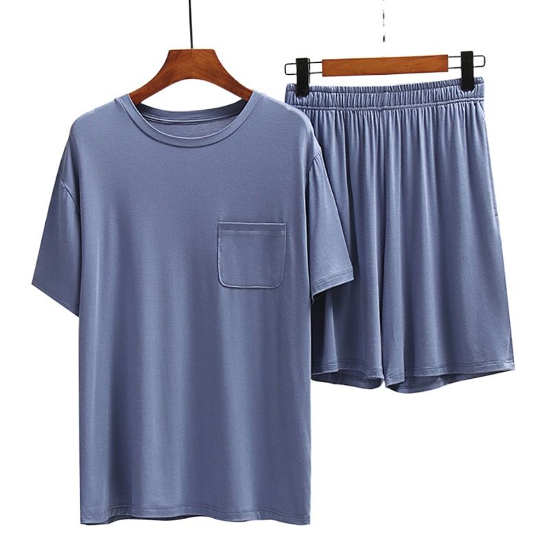 Men Undisciplined Summer Home Wear Short Sleeve... Grass green short sleeve + grass green shorts XL