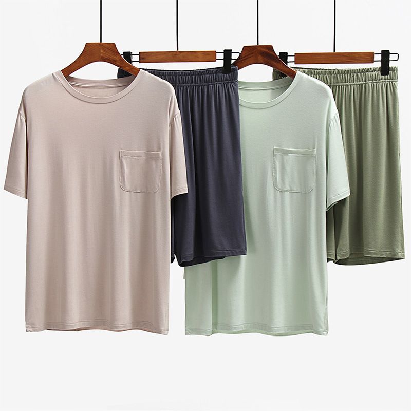 Men Undisciplined Summer Home Wear Short Sleeve... Grass green short sleeve + grass green shorts XL