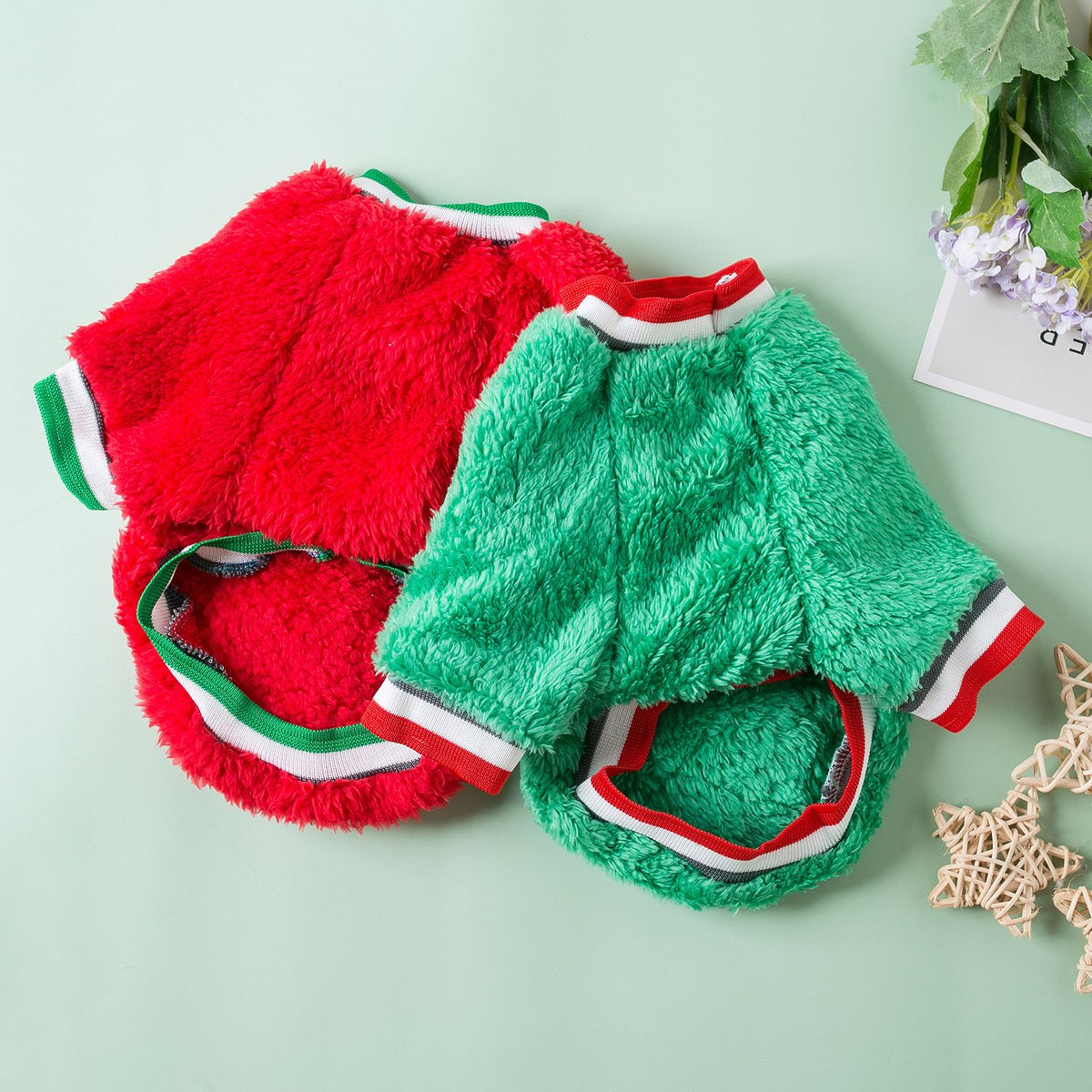 Pet Dog Christmas Deer Antler Fleece Vest Odd Pet Fawn smashes green XS