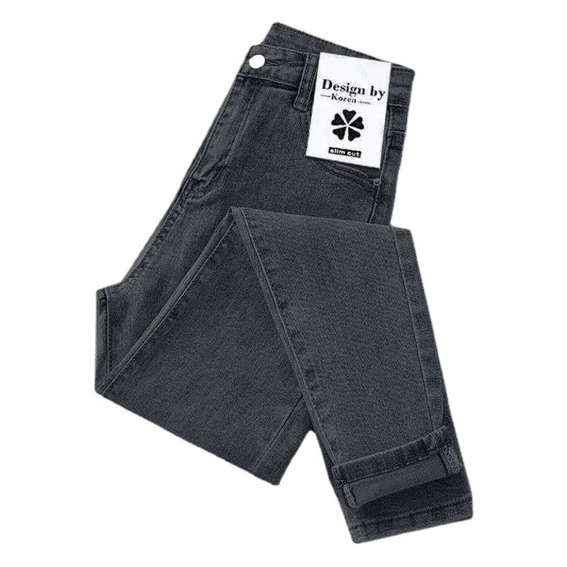 Women Jeans High Waist Cotton Stretch Grey 29 Size (inches): 29; Chinese waist size: 2 chi 2; Waist (cm): 76; Hip (cm): 98; Pants length (cm): 101; Thigh (cm): 54