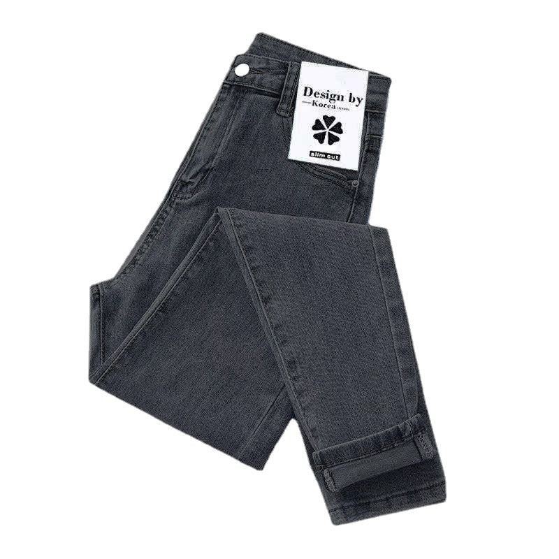Women Jeans High Waist Cotton Stretch Grey Light Blue 26 Size (inches): 26; Chinese waist size: 1 chi 9; Waist (cm): 64; Hip (cm): 86; Pants length (cm): 98; Thigh (cm): 48