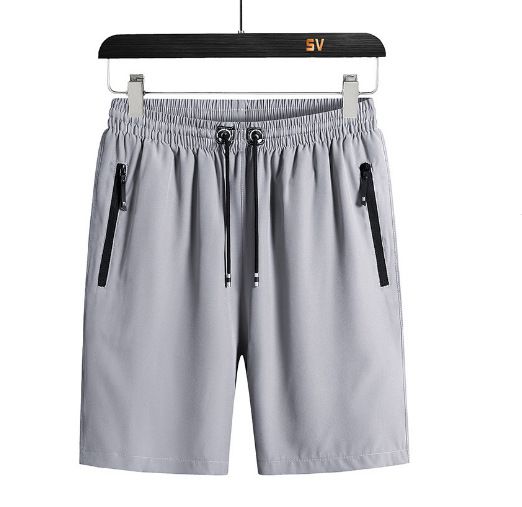 Men Summer Casual Shorts Straight Polyester Gray XL