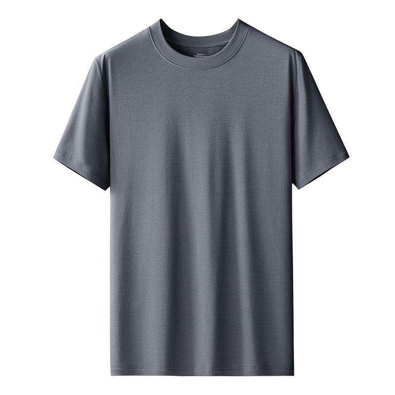 Kang Gongfang Men Modal T-Shirt Crewneck Short Sleeve Round neck-iron gray 4XL (90.50kg