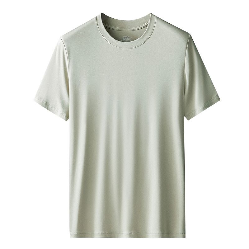 Kang Gongfang Men Modal T-Shirt Crewneck Short Sleeve Round neck-olive XL (121kg ~ 140kg)