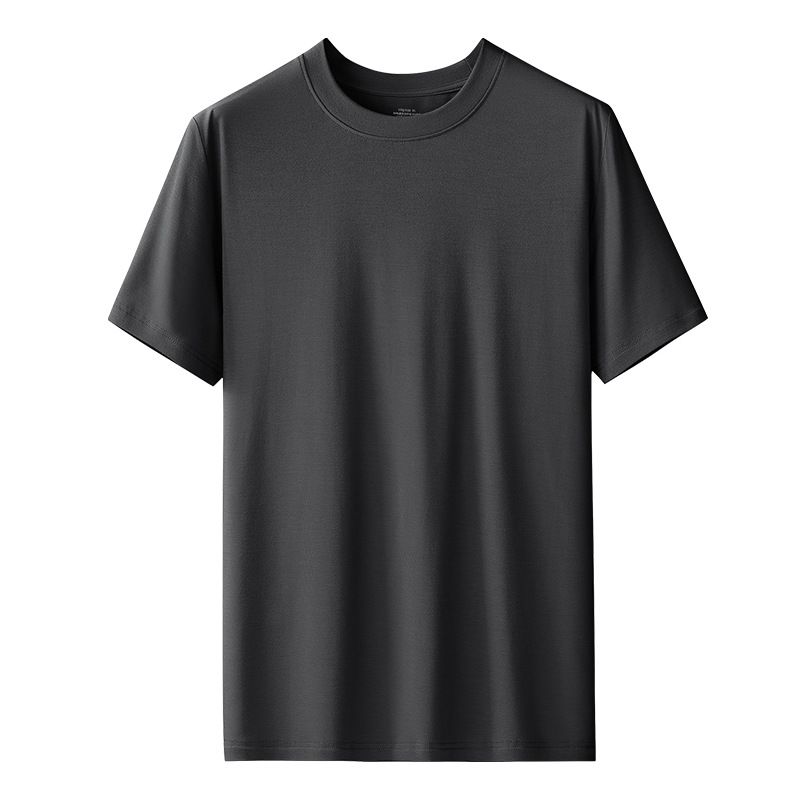 Kang Gongfang Men Modal T-Shirt Crewneck Short Sleeve Round neck-Black L (90kg ~ 120kg)