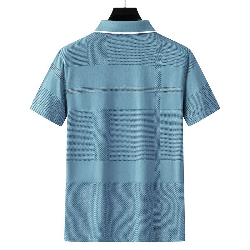 Men Summer Cotton Polo Shirt Loose Breathable B005 navy blue
