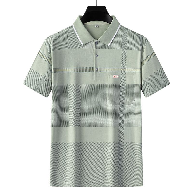 Men Summer Cotton Polo Shirt Loose Breathable B001 navy blue XL