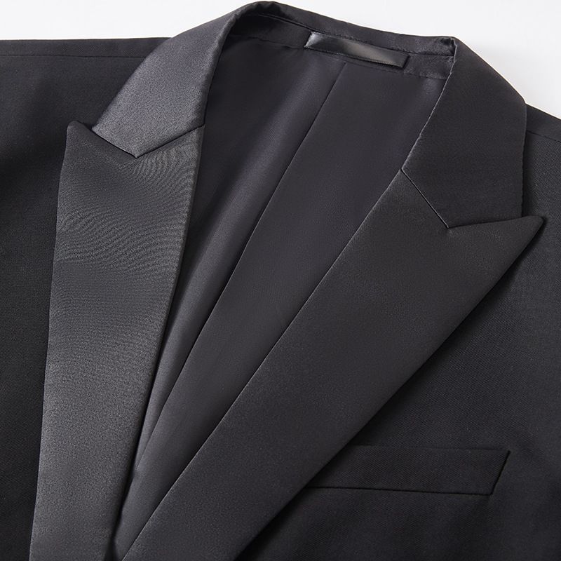 POSHAWN Mens 3 Piece Suit Double Breasted Black
